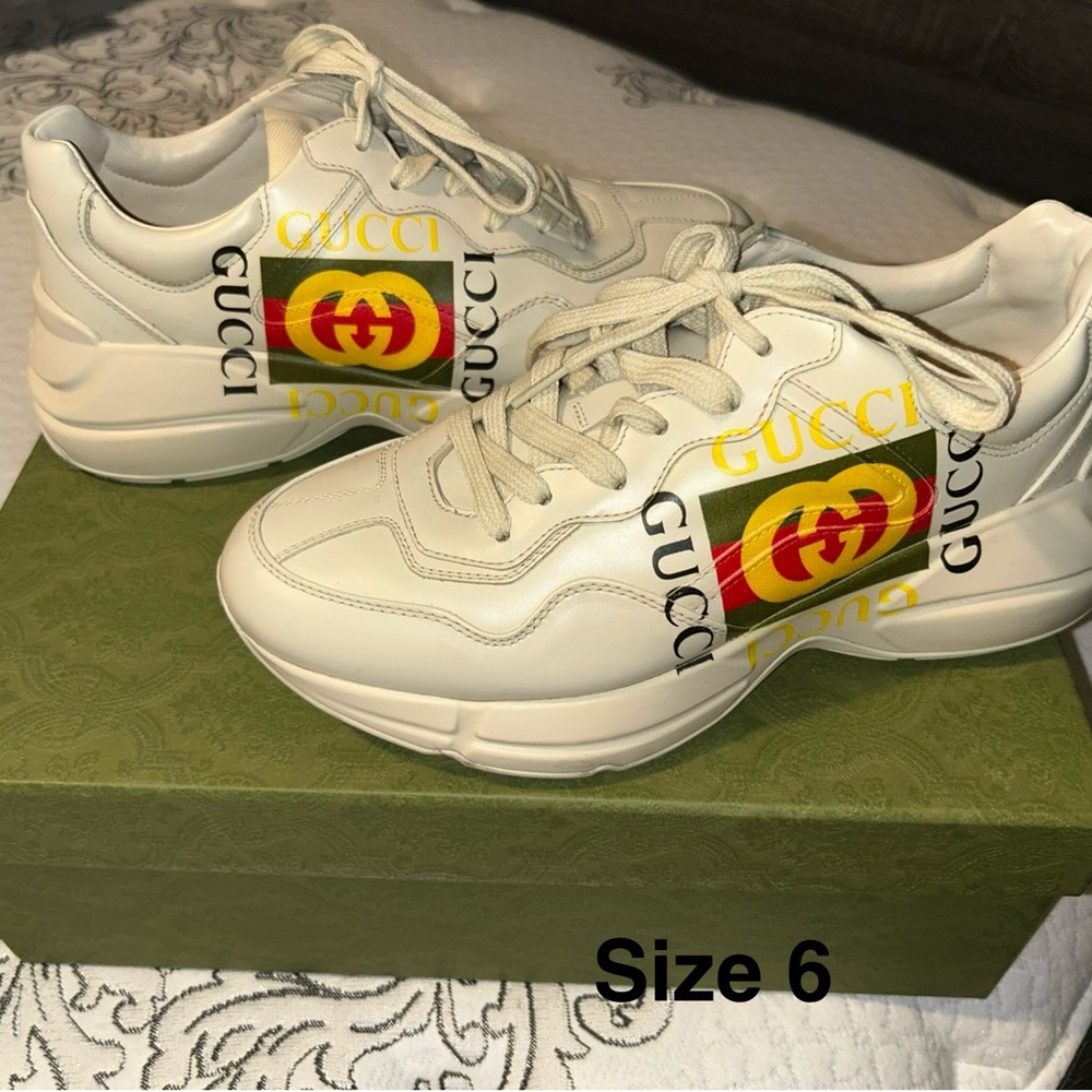 Gucci Cream Sneakers with Bold Logo